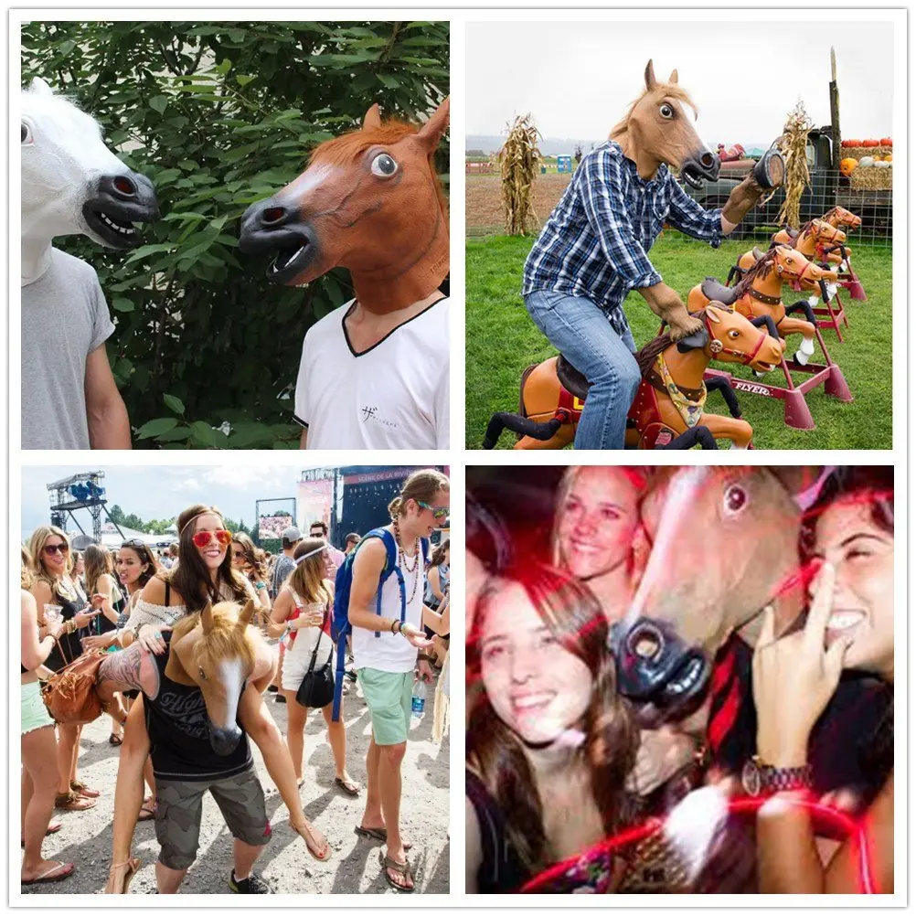 MOLEZU Horse Head Mask for Adult, Brown Latex Animal Mask | Novelty Halloween Costume - view 7