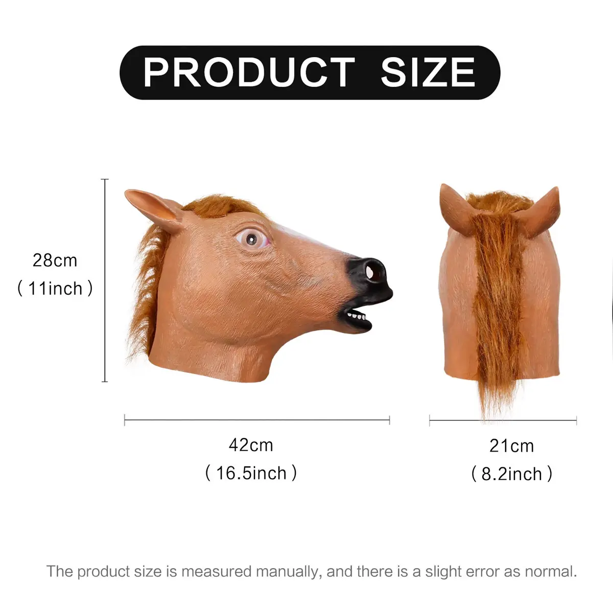 MOLEZU Horse Head Mask for Adult, Brown Latex Animal Mask | Novelty Halloween Costume - view 4