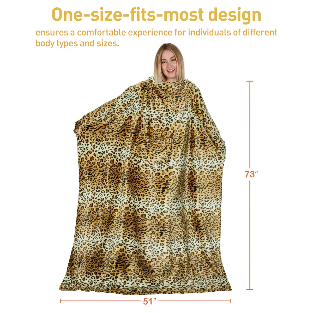 Catalonia Wearable Blanket with Sleeves for Women & Men, Fleece Wrap Throw | Oversize 73" x 51" | Cozy & Stylish - view 6