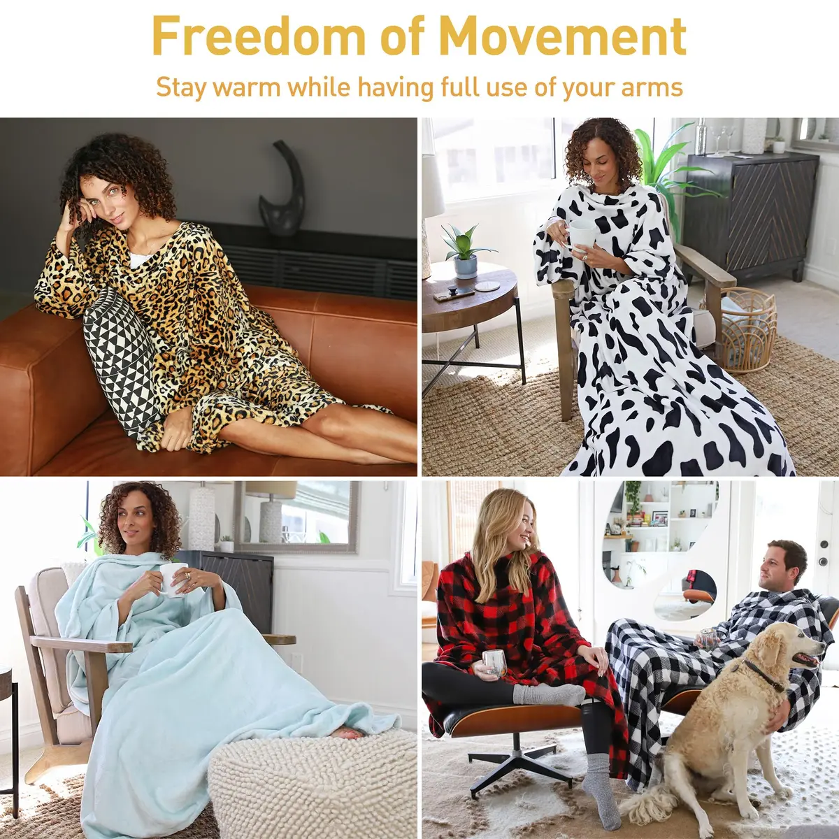 Catalonia Wearable Blanket with Sleeves for Women & Men, Fleece Wrap Throw | Oversize 73" x 51" | Cozy & Stylish - view 7