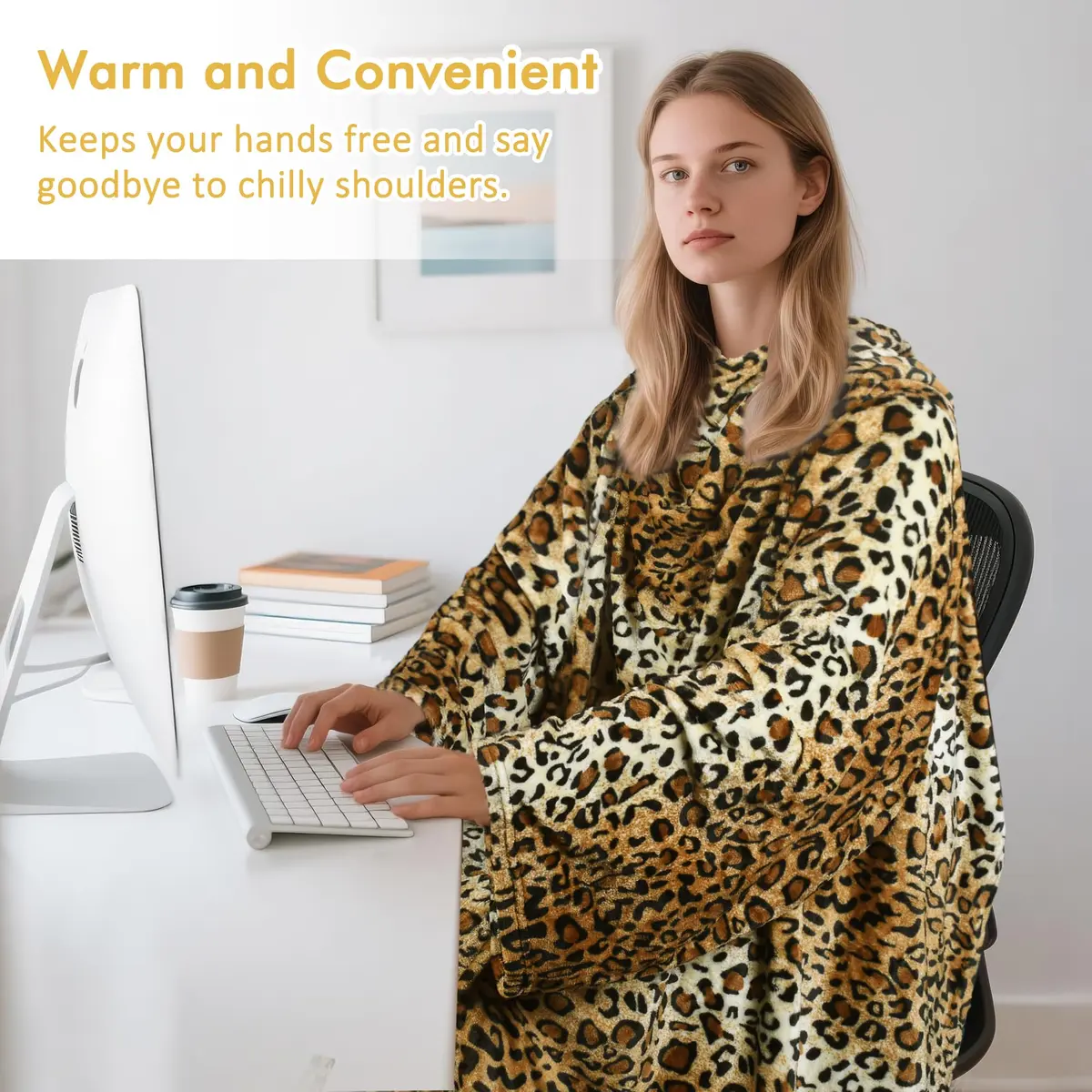 Catalonia Wearable Blanket with Sleeves for Women & Men, Fleece Wrap Throw | Oversize 73" x 51" | Cozy & Stylish - view 3