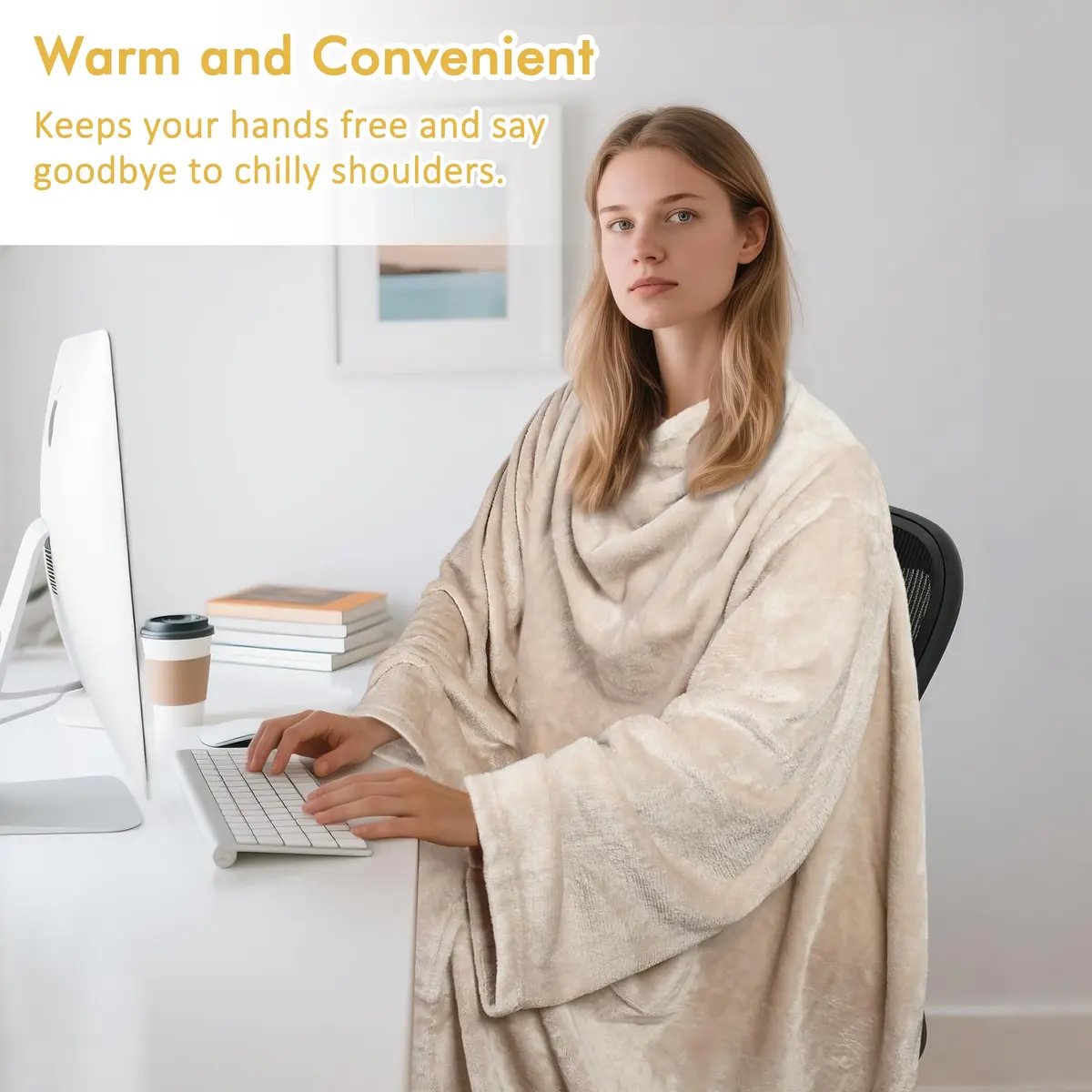 Catalonia Wearable Blanket with Sleeves for Women & Men, Fleece Wrap Throw | Cozy Oversized TV Blanket, One Size Fits Most Adults - view 4