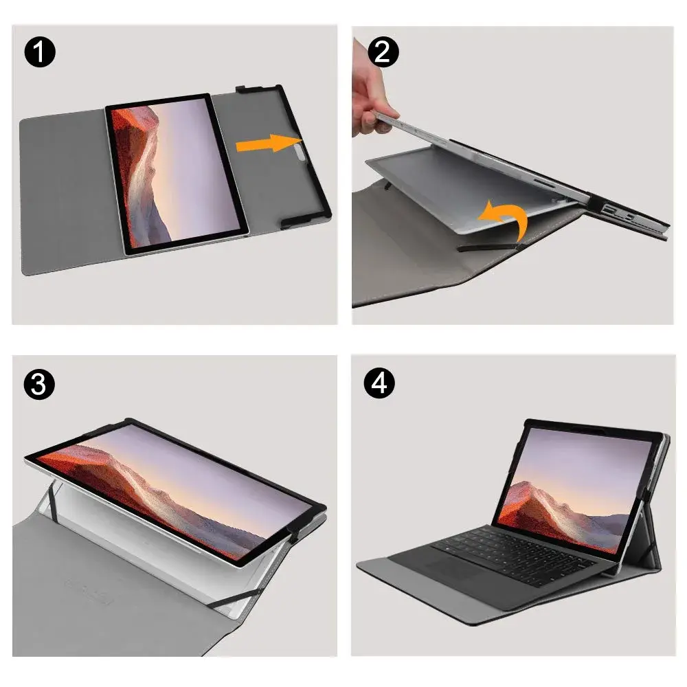 Fintie Case for 12.3 Inch Microsoft Surface Pro 7+/7/6/5/4/3 Tablet with Built-in Kickstand & Stylus Holder | Modern Black - view 5
