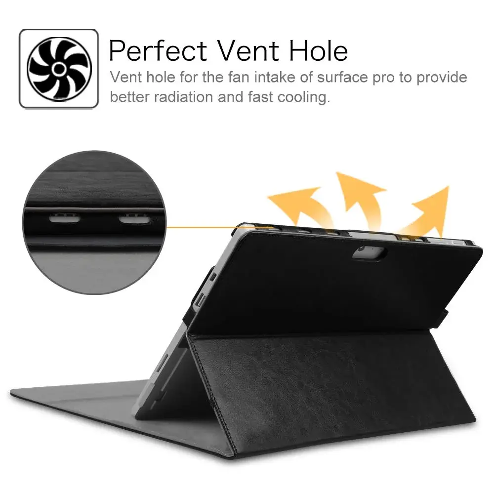 Fintie Case for 12.3 Inch Microsoft Surface Pro 7+/7/6/5/4/3 Tablet with Built-in Kickstand & Stylus Holder | Modern Black - view 8