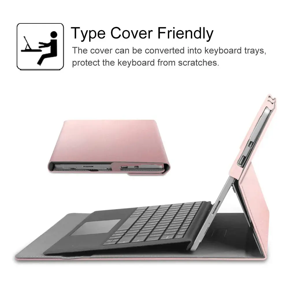 Fintie Case for Microsoft Surface Pro 7+/7/6/5/4/3 Tablet 12.3 Inch (Rose Gold) | Multi-Angle Viewing Portfolio Business Cover - view 5