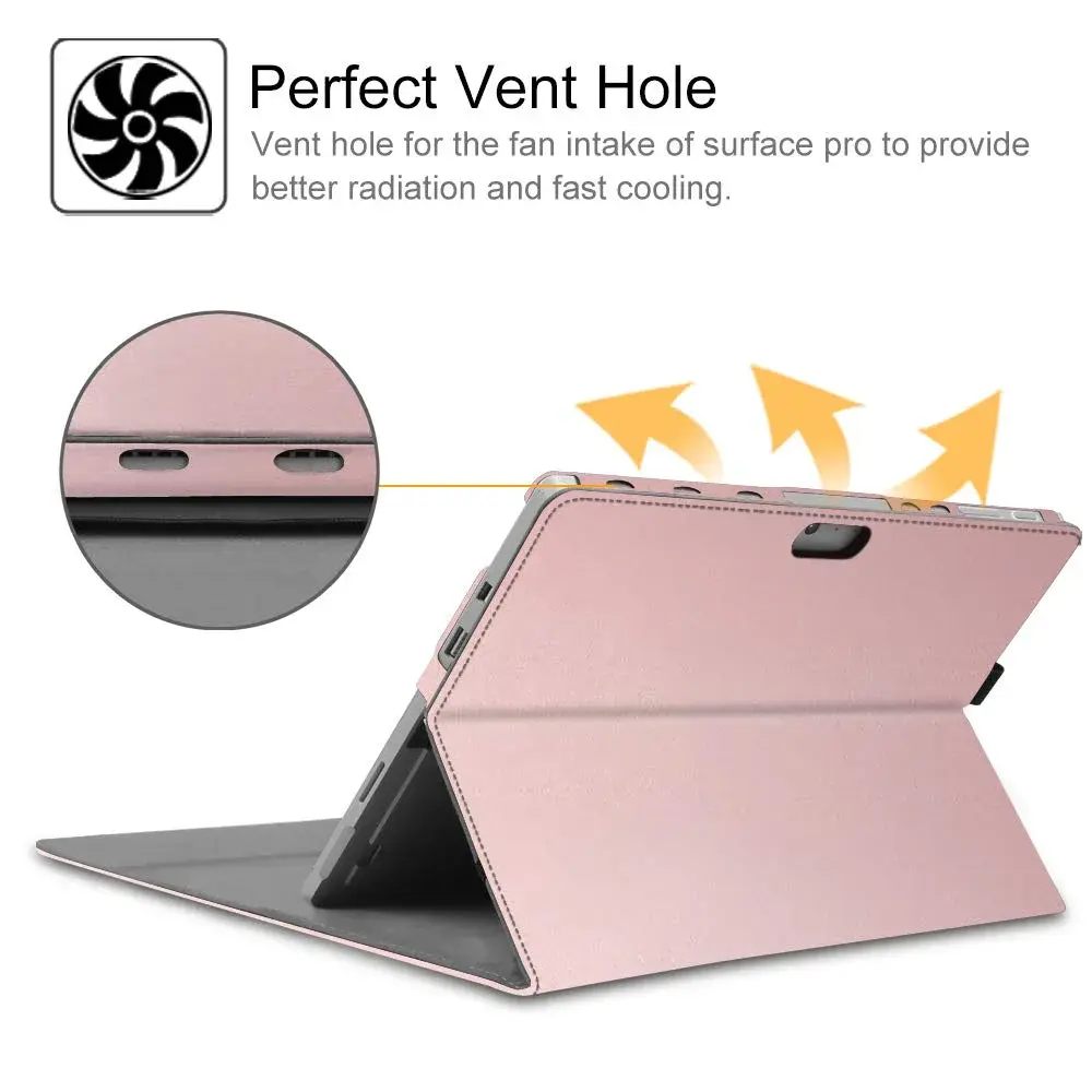 Fintie Case for Microsoft Surface Pro 7+/7/6/5/4/3 Tablet 12.3 Inch (Rose Gold) | Multi-Angle Viewing Portfolio Business Cover - view 9