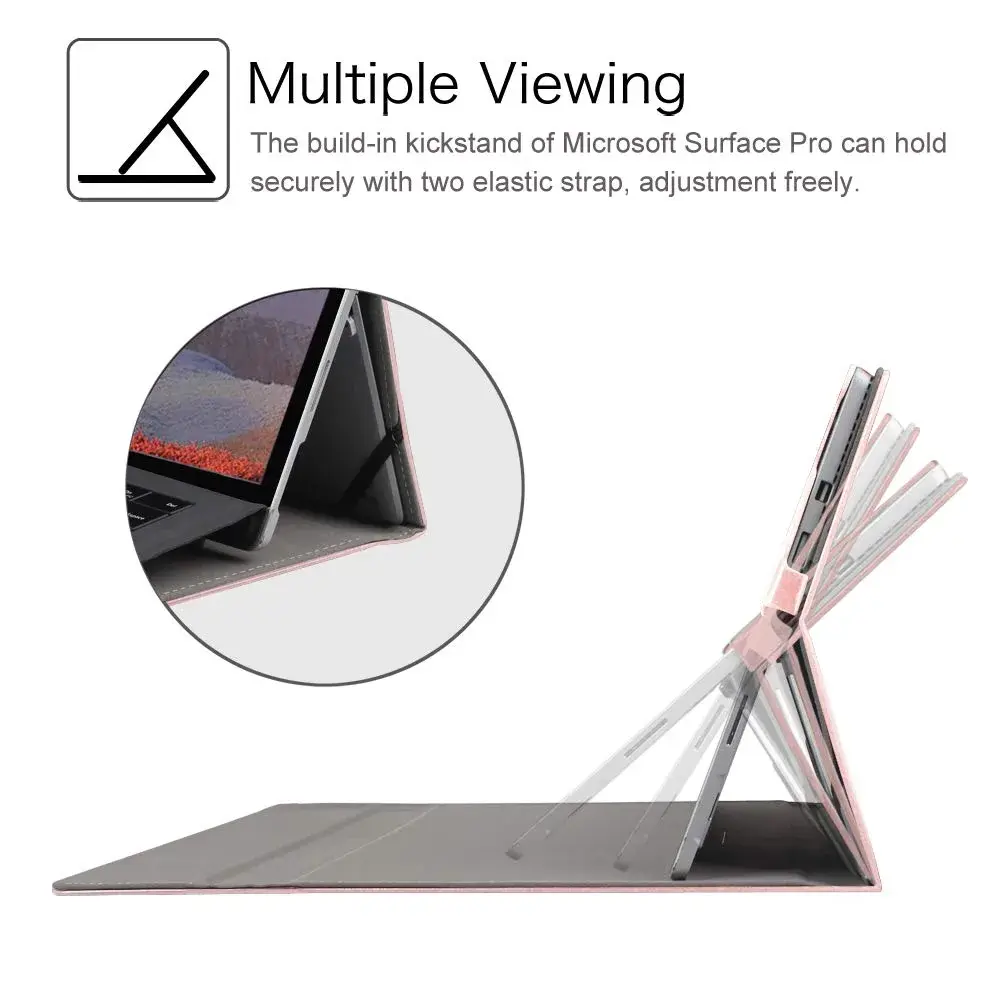 Fintie Case for Microsoft Surface Pro 7+/7/6/5/4/3 Tablet 12.3 Inch (Rose Gold) | Multi-Angle Viewing Portfolio Business Cover - view 3