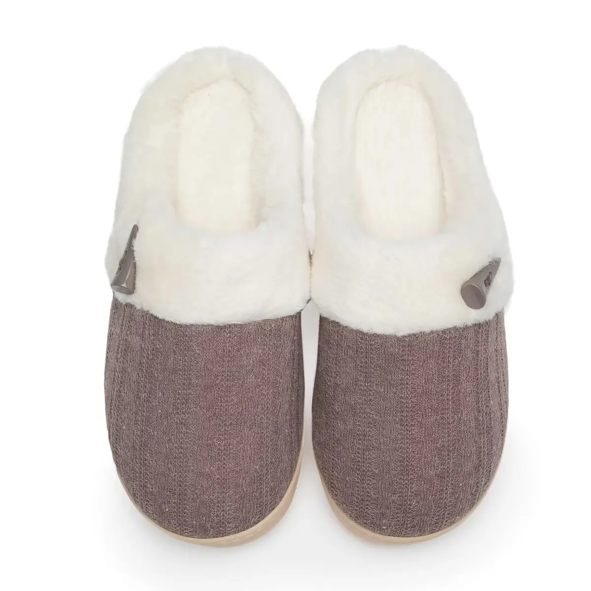 NineCiFun Women's Slip on Fuzzy Slippers Size 7-8 | Memory Foam Indoor Outdoor Plush - main product image