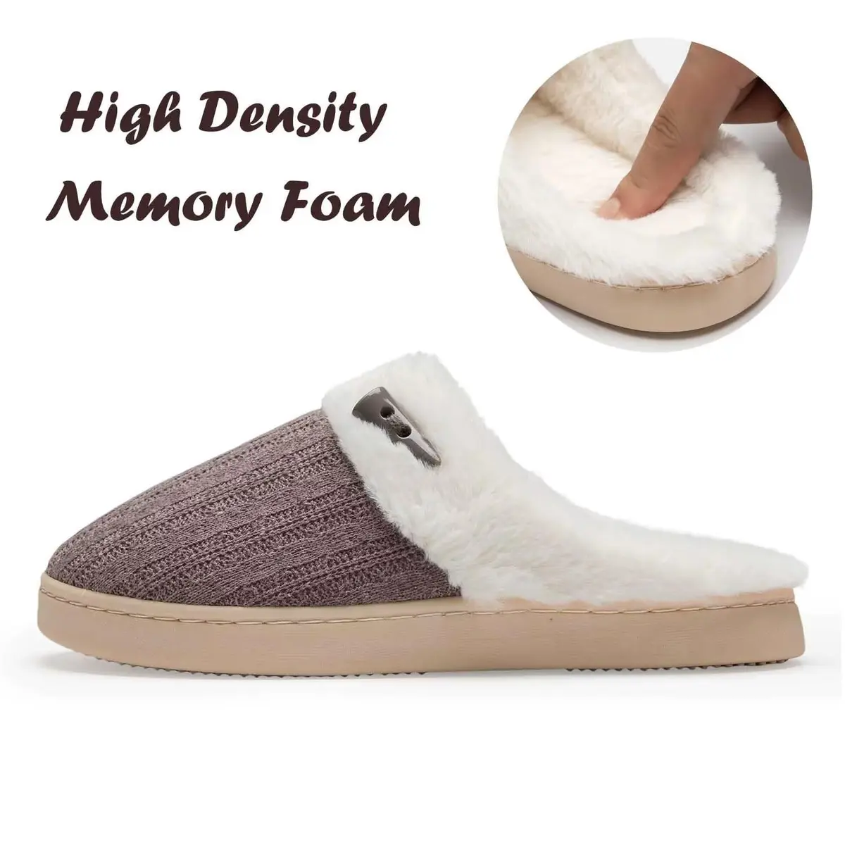 NineCiFun Women's Slip on Fuzzy Slippers Size 7-8 | Memory Foam Indoor Outdoor Plush - view 5