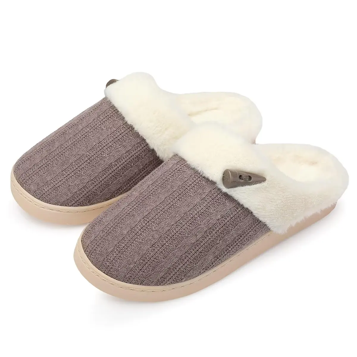 NineCiFun Women's Slip on Fuzzy Slippers Size 7-8 | Memory Foam Indoor Outdoor Plush - view 8