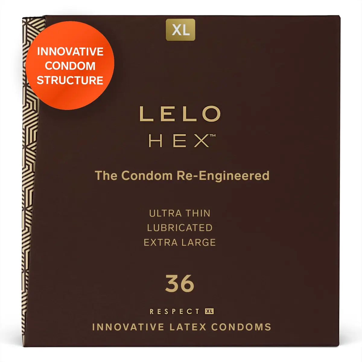 LELO HEX Respect XL Extra Large Condoms 58mm (36 Count) | Increased Strength, Thin Latex - main product image