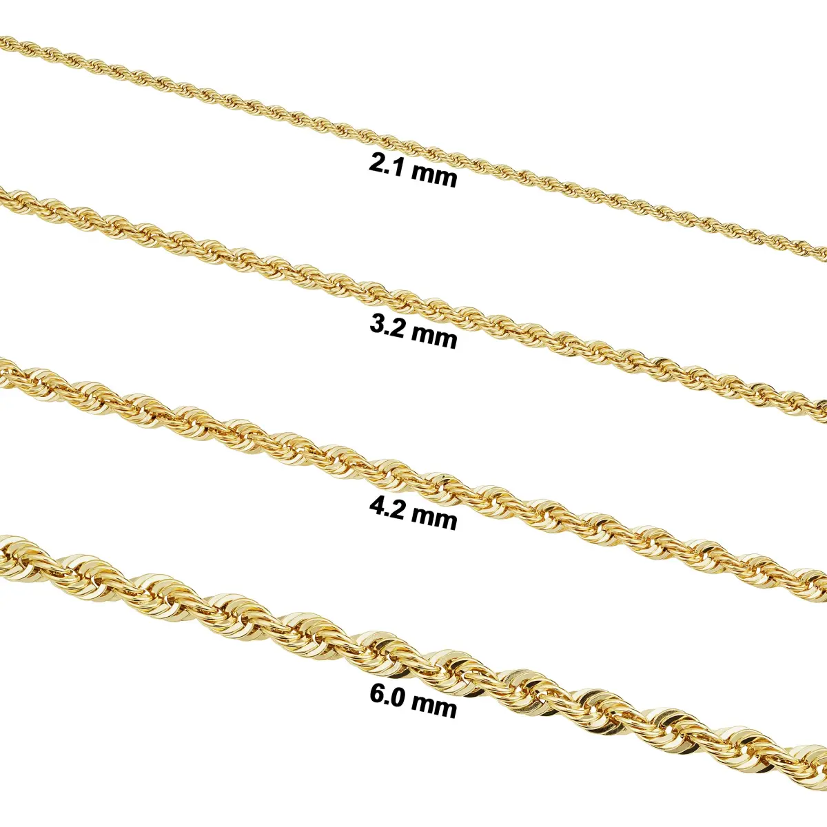 Kooljewelry 14k Gold Filled Rope Chain Necklace 55cm (22 inch) | Elegant Unisex Adult Accessory - view 2