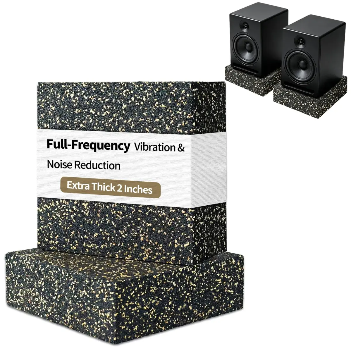 BXI Thick Subwoofer Isolation Pad 6 x 6 x 2 Inch (2 Pcs, 2.7 kg Total) | Full Frequency Dampening Blocks for Studio Monitors & Turntables - main product image