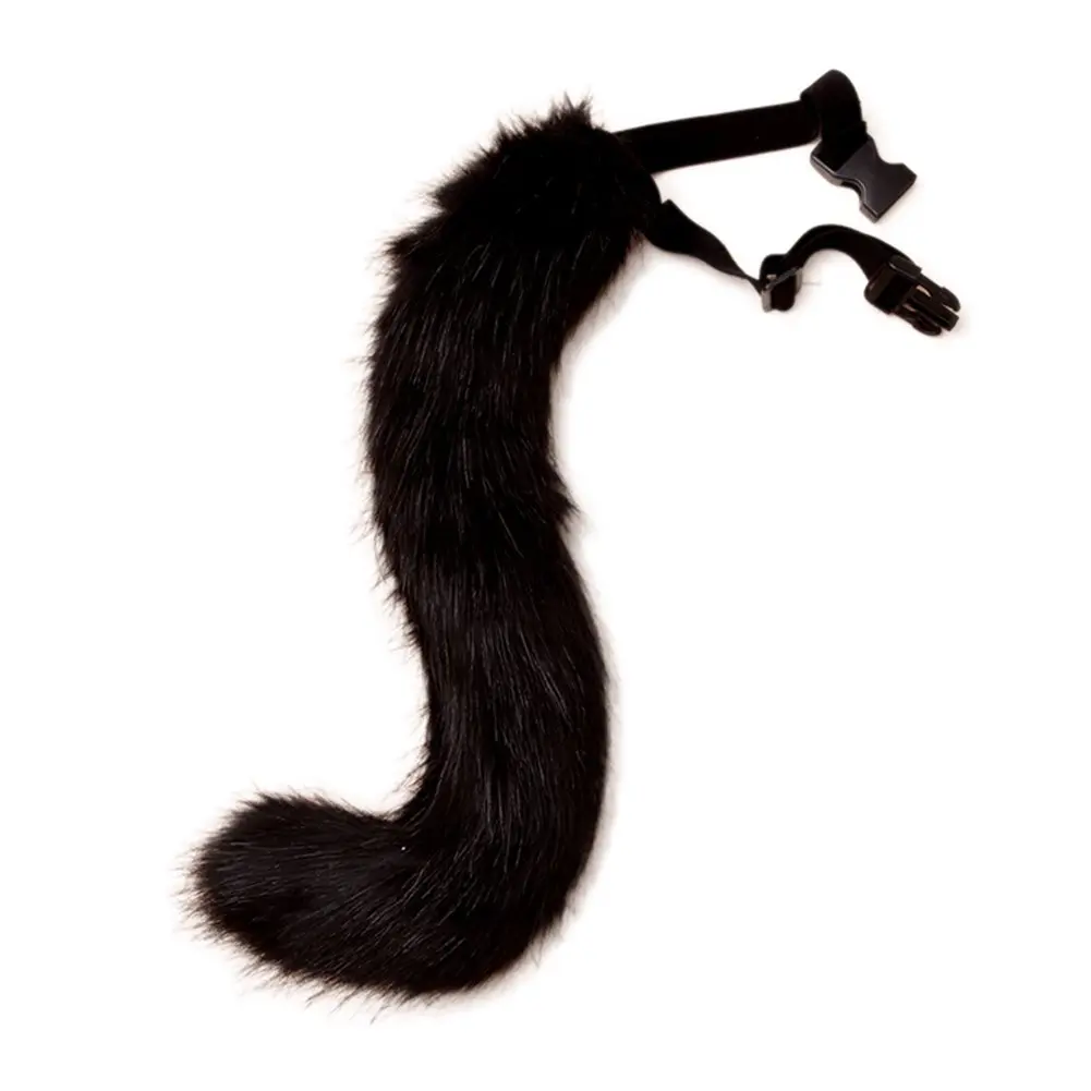 JUNBOON Black Faux Fur Fox Tail Costume Accessory 50cm (19.7") | Fluffy & Bendable for Cosplay - main product image