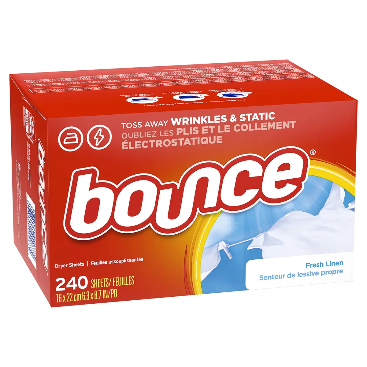 Bounce Fabric Softener Sheets Fresh Linen Scent 240 Count | Controls Static Cling & Reduces Wrinkles - view 7