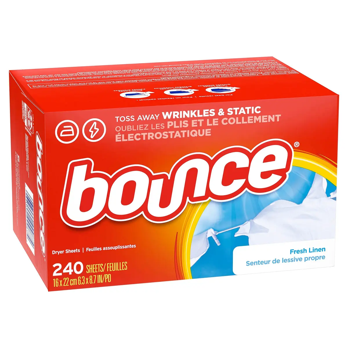 Bounce Fabric Softener Sheets Fresh Linen Scent 240 Count | Controls Static Cling & Reduces Wrinkles - view 2