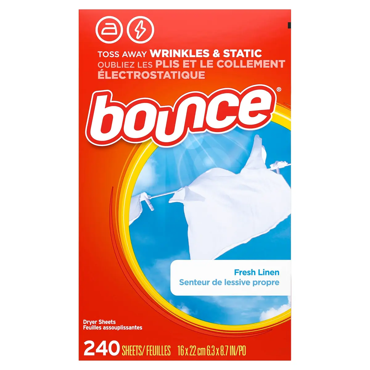 Bounce Fabric Softener Sheets Fresh Linen Scent 240 Count | Controls Static Cling & Reduces Wrinkles - view 3