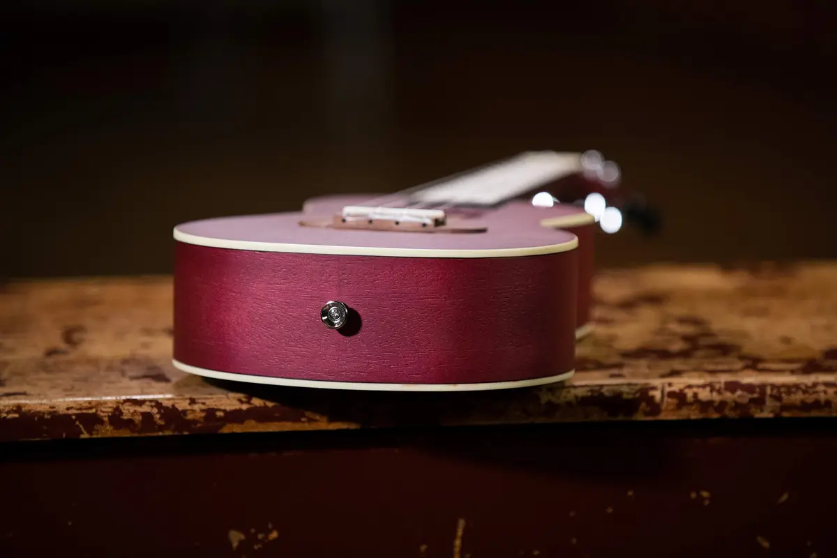Ortega Guitars Concert Ukulele Earth Series Ruby Raspberry | 4-String Acoustic with Open Pore Finish - view 7
