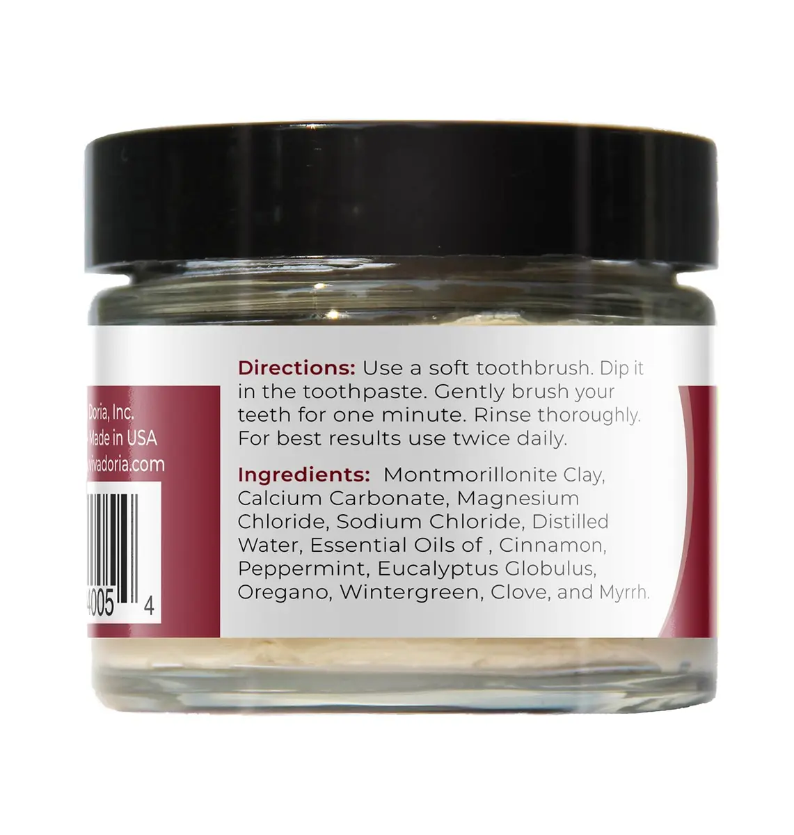 Viva Doria Fluoride Free Cinnamon Toothpaste 3 oz | Mineralizing, Natural & Vegan - view 2