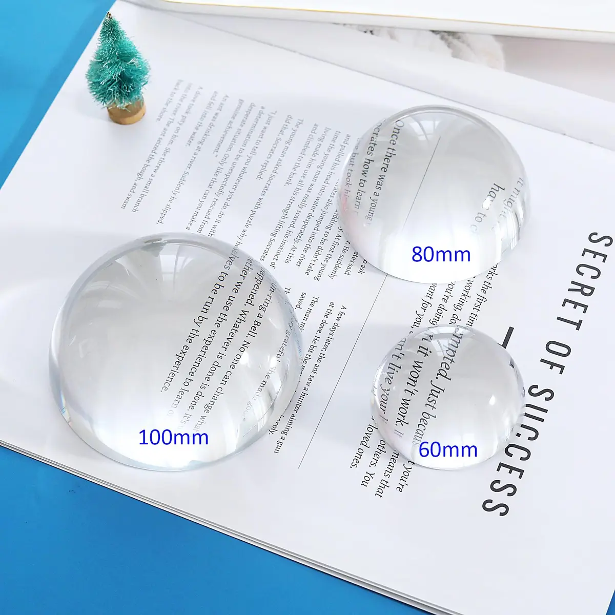 LONGWIN Crystal Dome Magnifier Paperweight 100mm (3.9 Inch) | Clear K9 Crystal for Reading Documents - view 5
