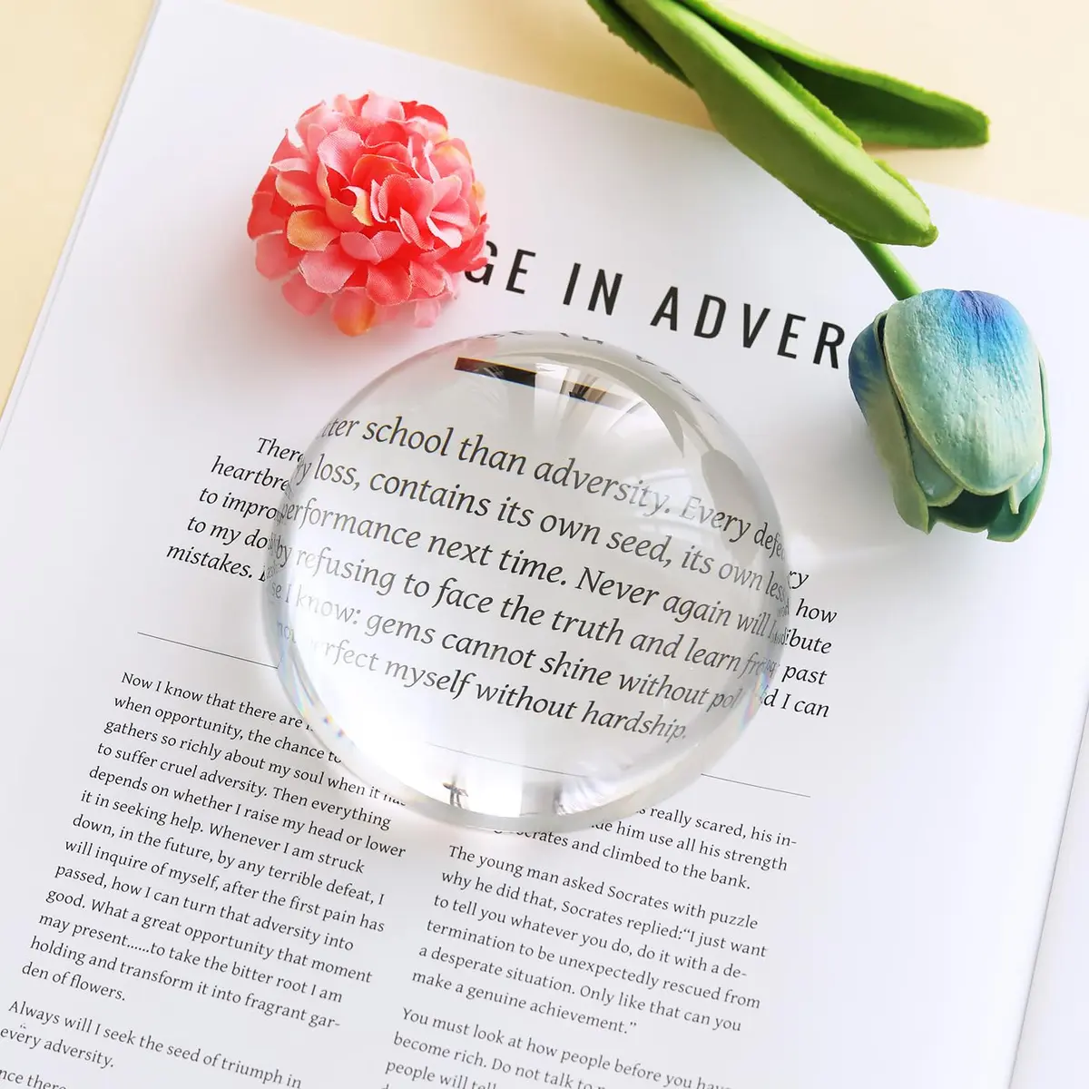 LONGWIN Crystal Dome Magnifier Paperweight 100mm (3.9 Inch) | Clear K9 Crystal for Reading Documents - view 4