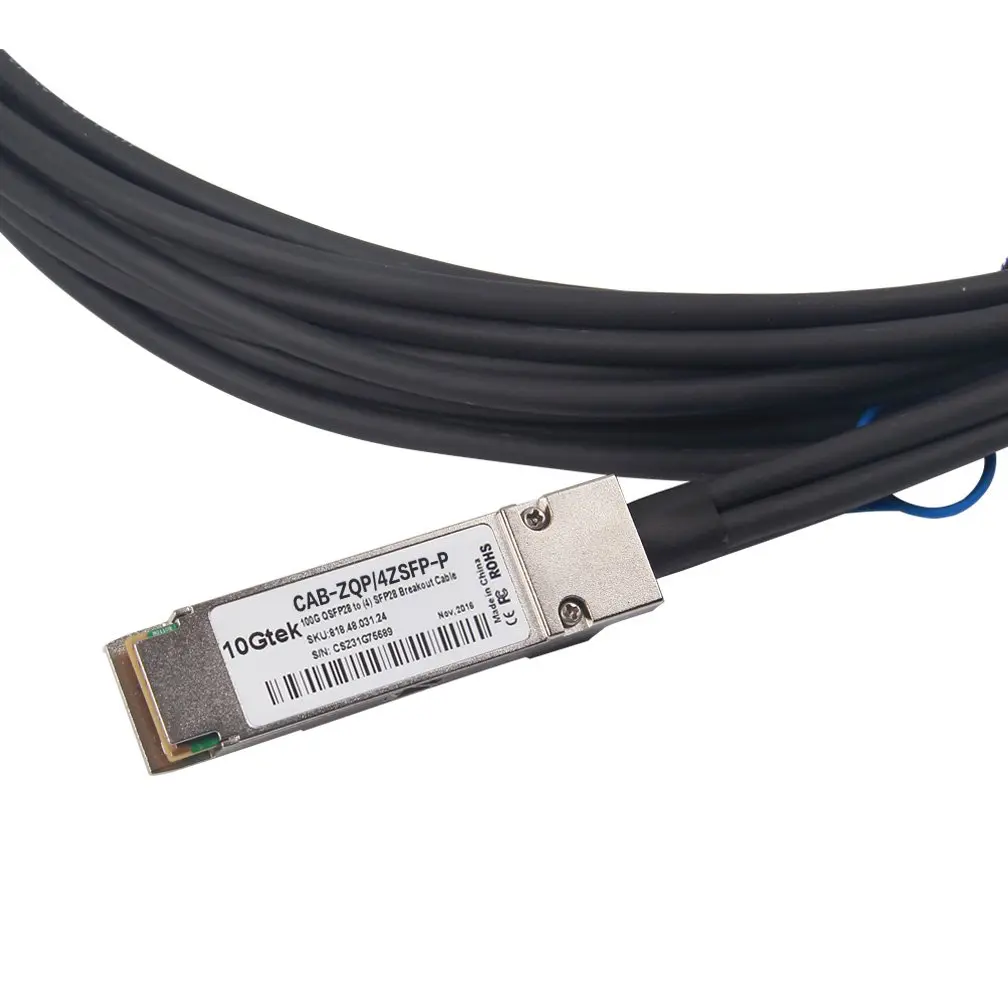 10Gtek 100G QSFP28 to 4x 25G SFP28 Breakout DAC Cable 1m (3.3ft) | High-Speed Network Connectivity - view 3