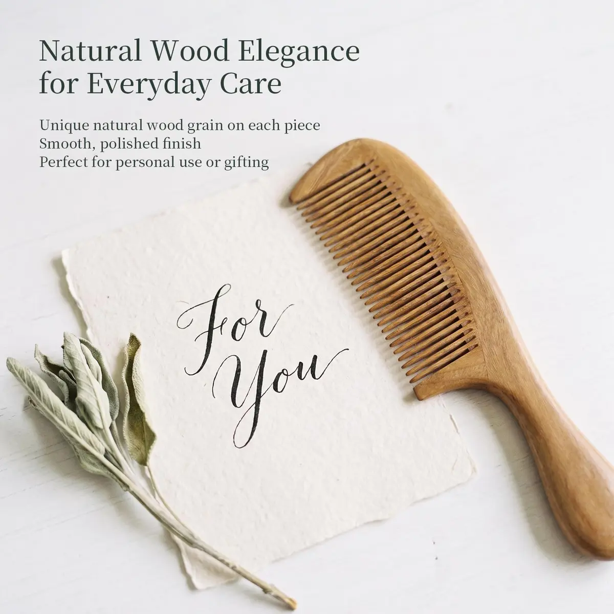 Onedor Handmade 100% Natural Green Sandalwood Hair Comb | Anti-Static & Detangler (7 Inch) - view 4