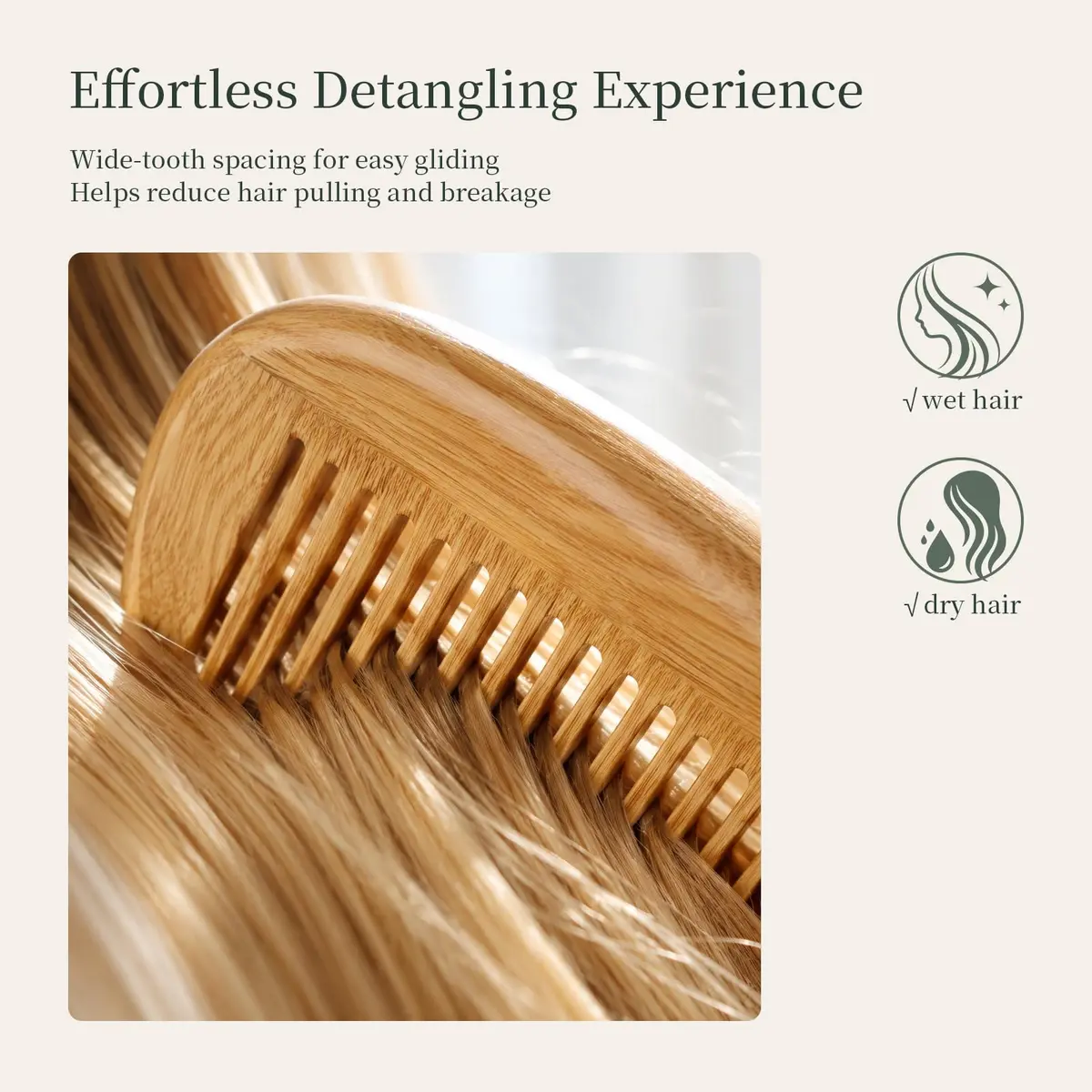 Onedor Handmade 100% Natural Green Sandalwood Hair Comb | Anti-Static & Detangler (7 Inch) - view 5