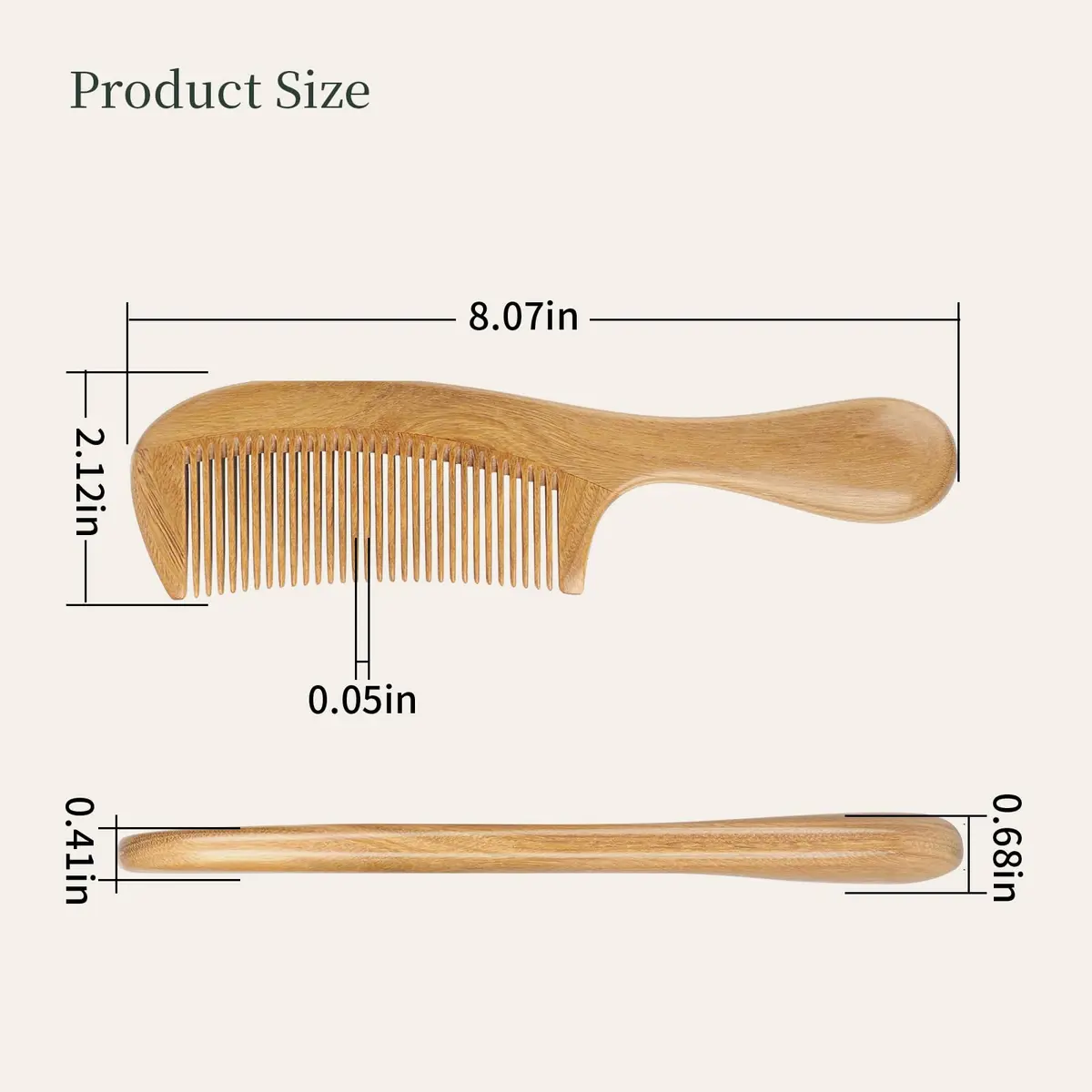 Onedor Handmade 100% Natural Green Sandalwood Hair Comb | Anti-Static & Detangler (7 Inch) - view 6