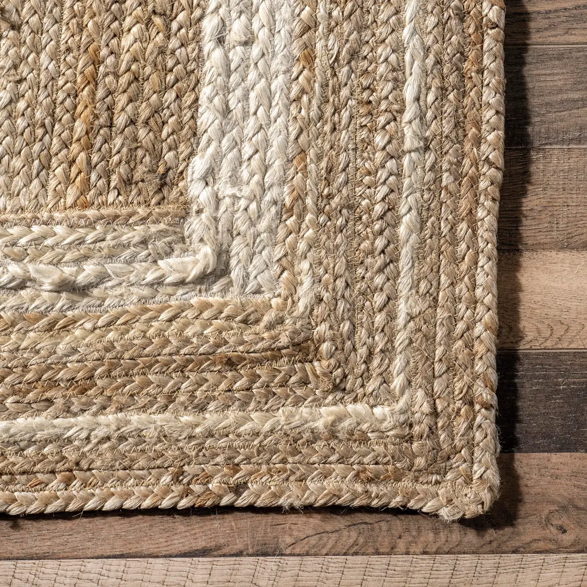 nuLOOM Rikki Off White Bordered Power Loomed Area Rug, 5' x 8' | Coastal Style with Eco-Friendly Jute - view 7