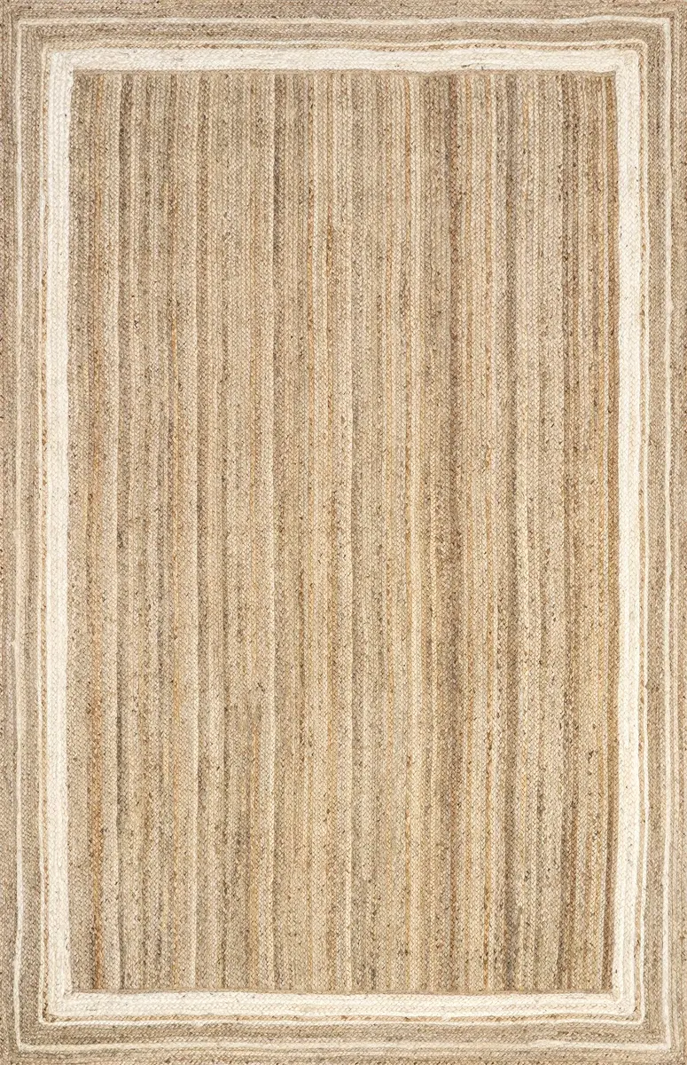 nuLOOM Rikki Off White Bordered Power Loomed Area Rug, 5' x 8' | Coastal Style with Eco-Friendly Jute - view 2