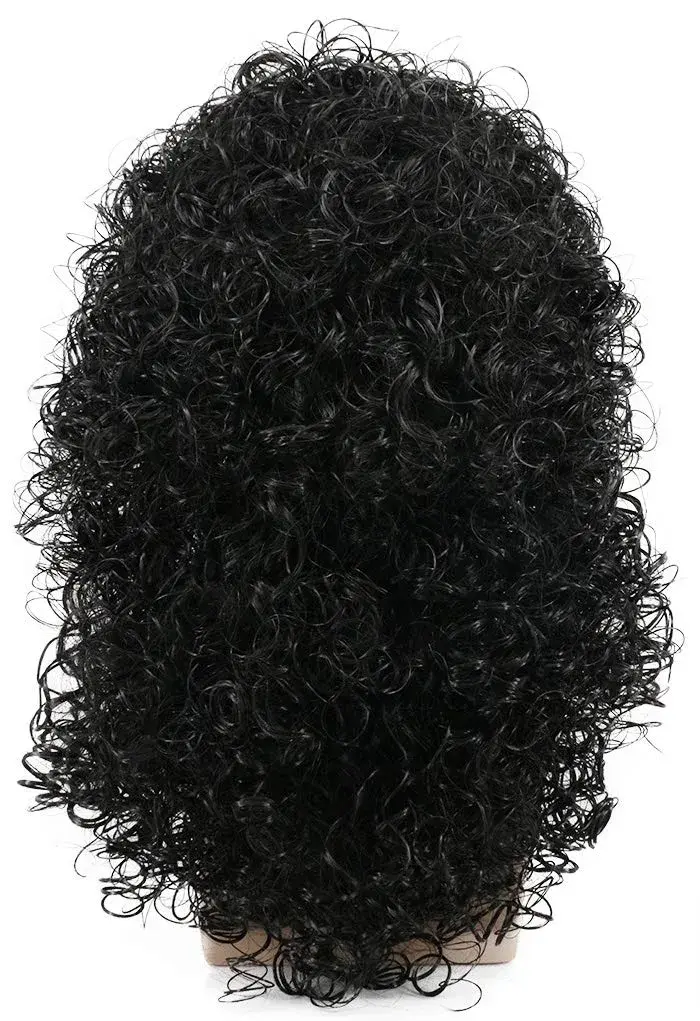 karlery 70s 80s Mens Long Curly Black Wig Afro Punk Rocker Halloween - view 4