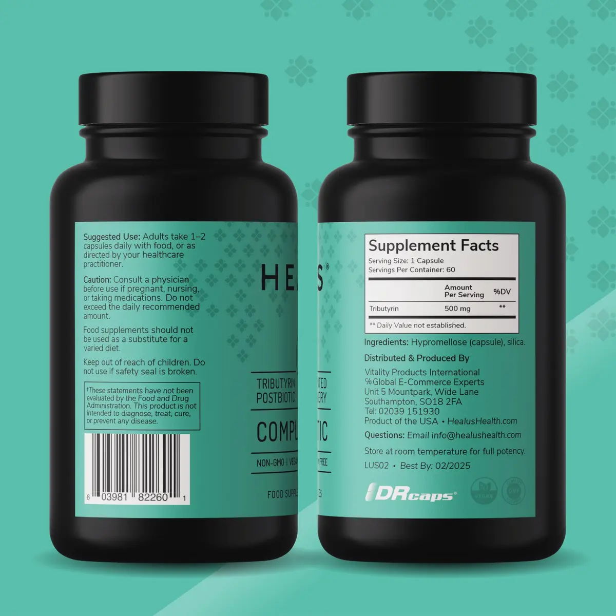 Healus Complete Biotic Postbiotic Tributyrin Supplement 60 Capsules | Supports Gut Health & Digestion - view 6