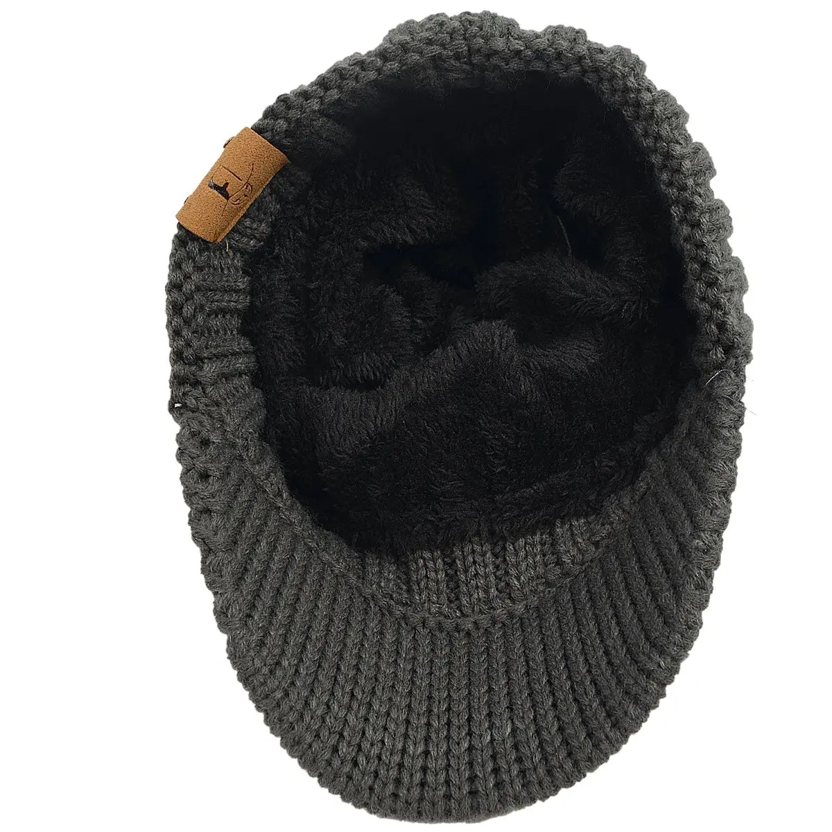 FORBUSITE Men Knit Beanie Visor Cap for Winter Women Thick Beanie with A Brim Grey | Unisex Chunky Visor for Cold Weather - view 4