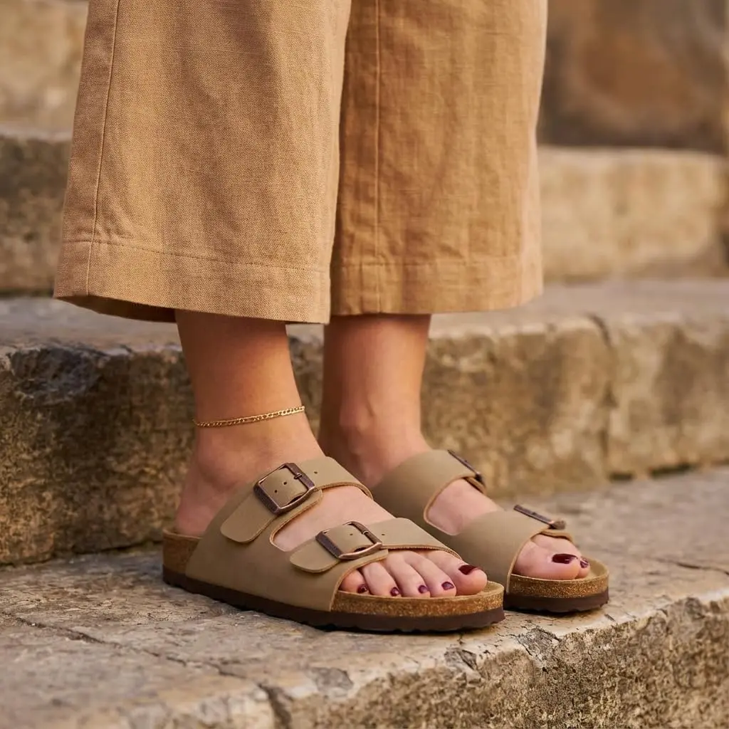 CUSHIONAIRE Lane Cork Slide Women's Sandals, Comfortable Sandals for Women, Taupe 7.5 | Supportive Cork Footbed & Casual Style - view 2