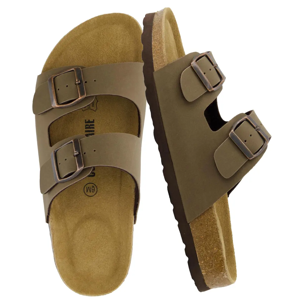 CUSHIONAIRE Lane Cork Slide Women's Sandals, Comfortable Sandals for Women, Brown 11 | Cushioned Cork Footbed for All-Day Comfort - main product image