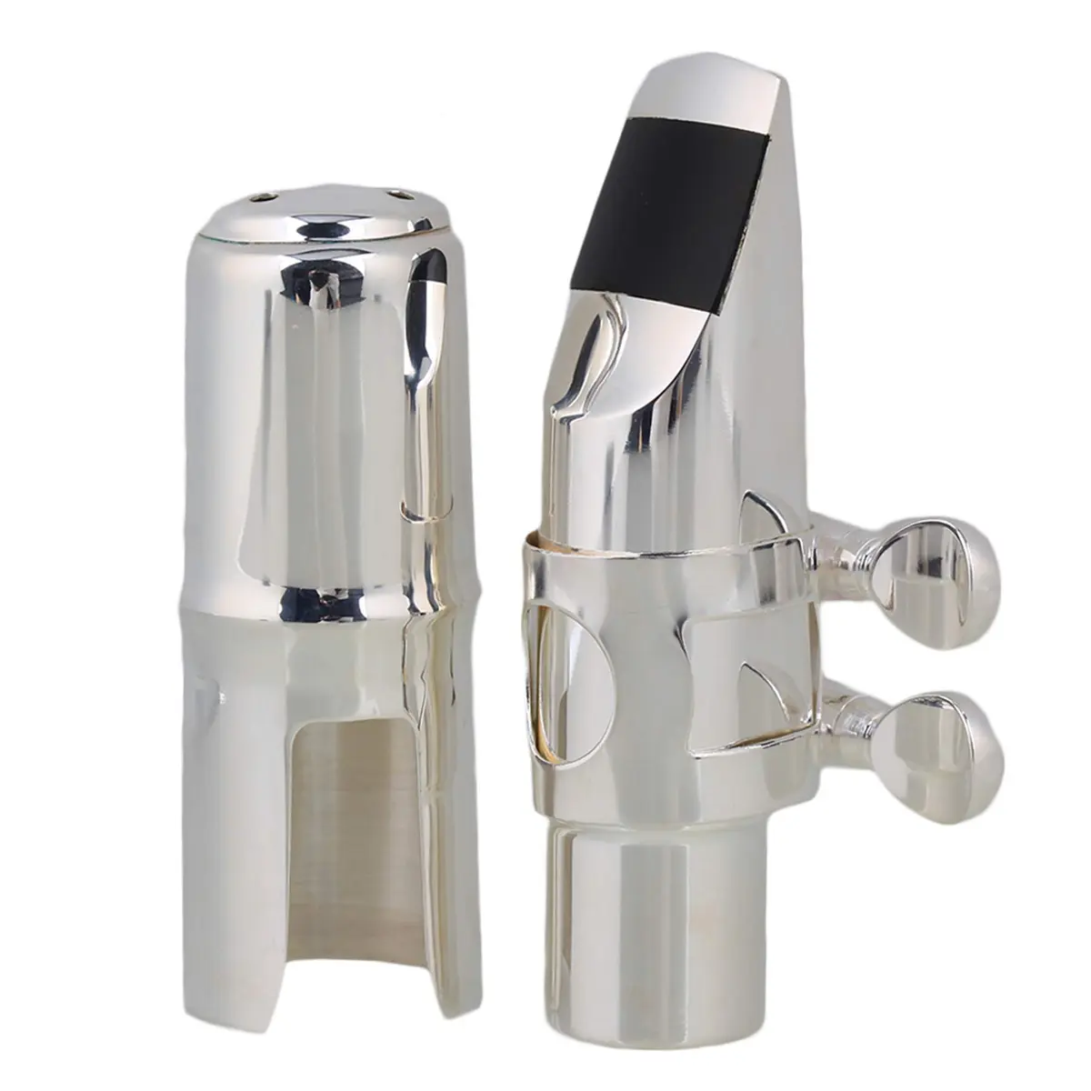 Yibuy Silver Brass #6 E-flat Alto Saxophone Mouthpiece with Cap Ligature | Balanced Tone for Professionals & Beginners - main product image