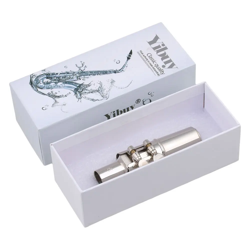 Yibuy Silver Brass #6 E-flat Alto Saxophone Mouthpiece with Cap Ligature | Balanced Tone for Professionals & Beginners - view 6