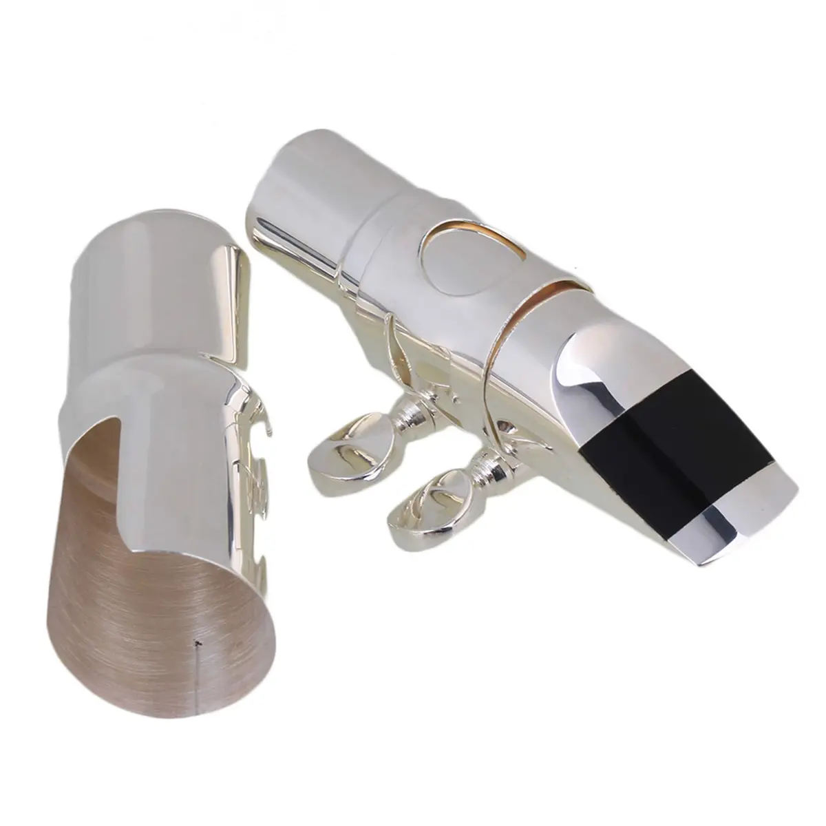 Yibuy Silver Brass #6 E-flat Alto Saxophone Mouthpiece with Cap Ligature | Balanced Tone for Professionals & Beginners - view 3