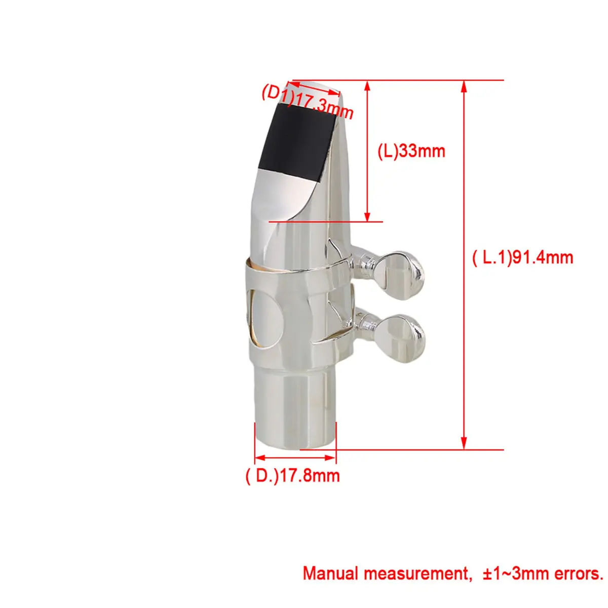 Yibuy Silver Brass #6 E-flat Alto Saxophone Mouthpiece with Cap Ligature | Balanced Tone for Professionals & Beginners - view 4