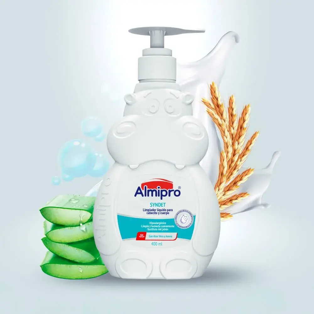 almipro Syndet Baby Hair and Body Wash with Oatmeal and Aloe Vera 400ml (14 Fl Oz) | Gentle Soap-Free Cleanser for Sensitive Skin - view 2