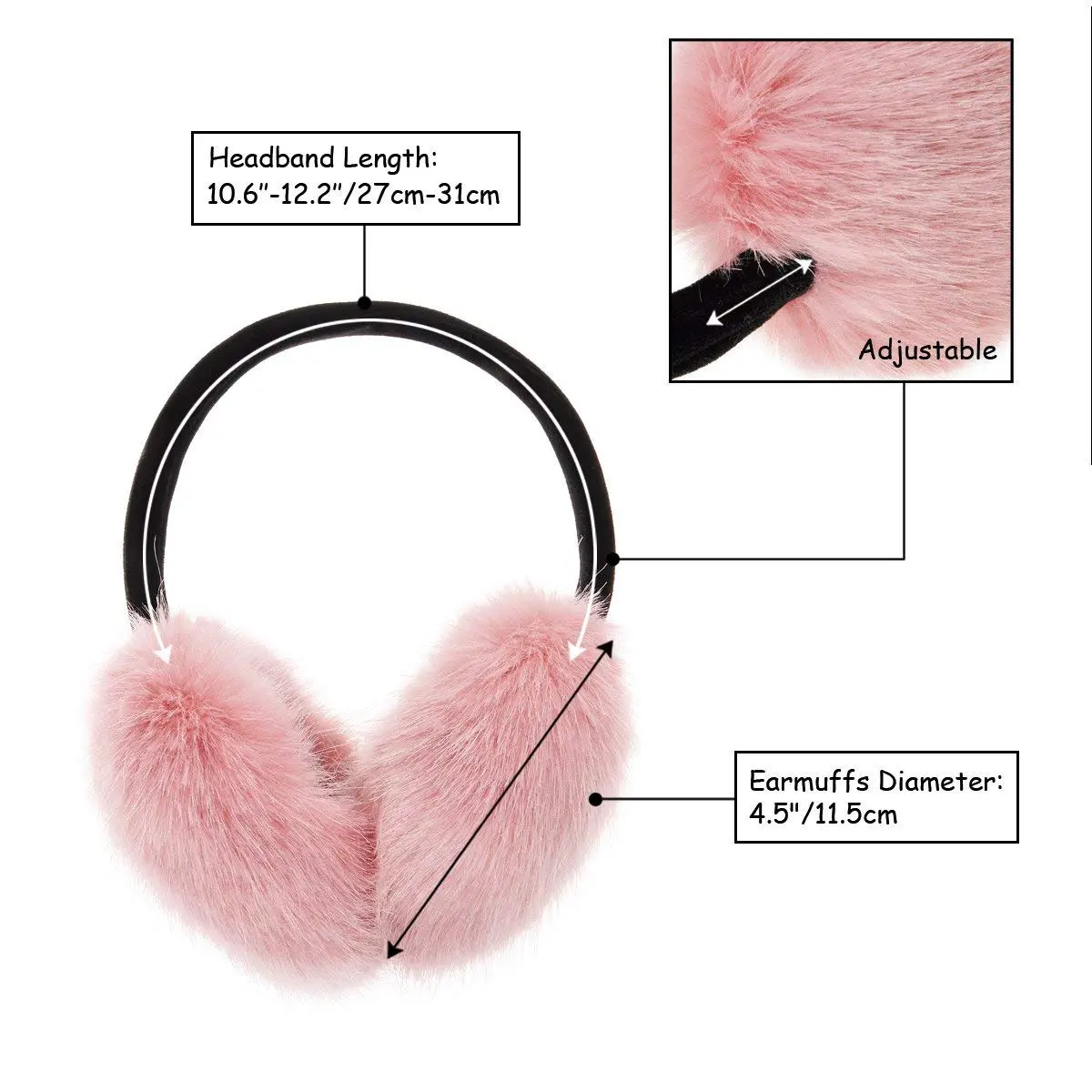 ZLYC Women Girls Winter Faux Fur Earmuffs Pink | Adjustable & Soft for Cold Weather - view 8