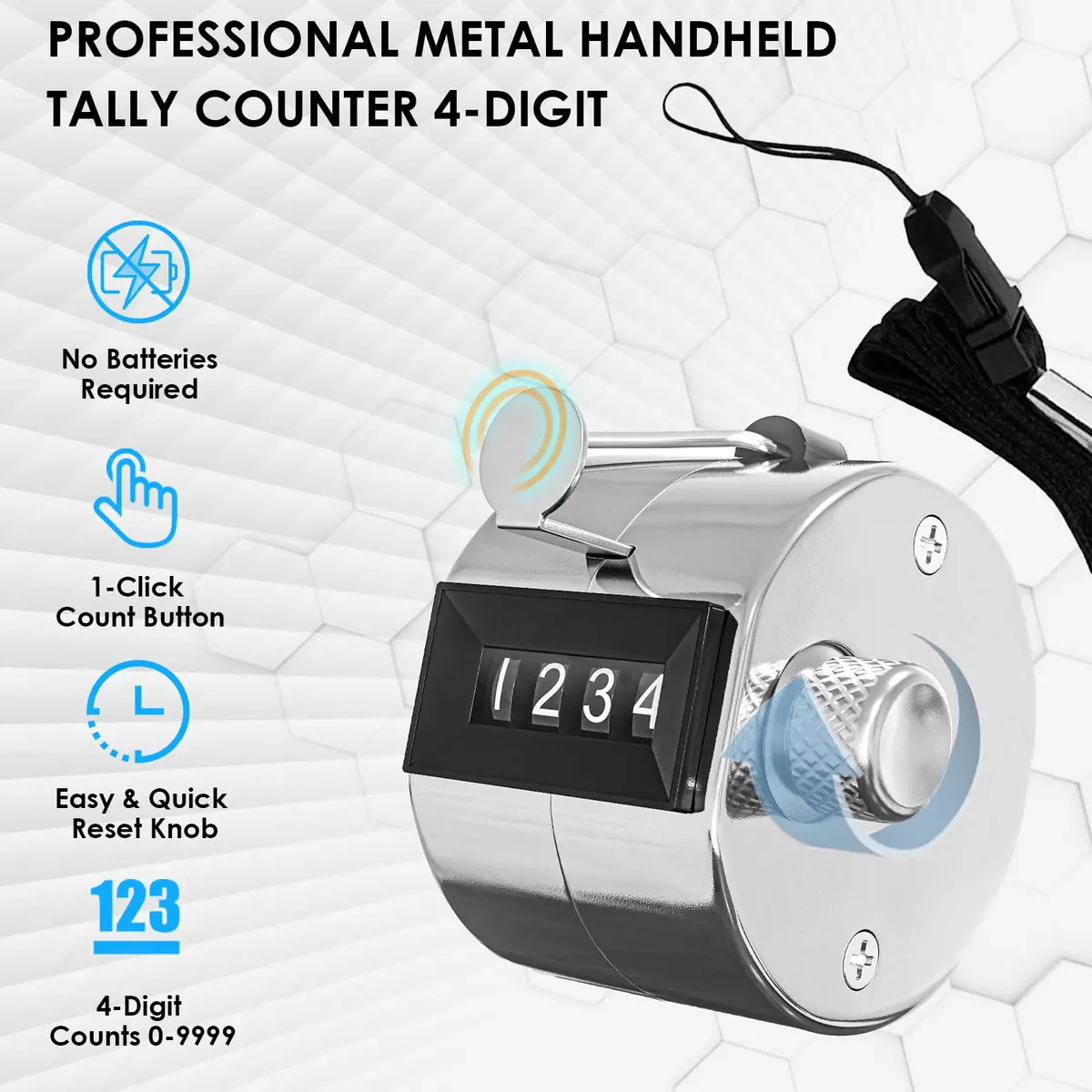 KTRIO Mechanical Handheld Tally Counter 1Pack | Battery-Free 4-Digit Clicker for Sports & Events - view 2