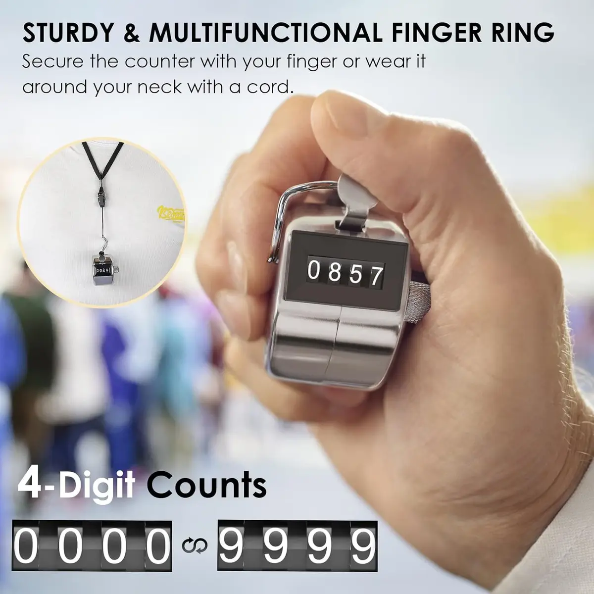 KTRIO Mechanical Handheld Tally Counter 1Pack | Battery-Free 4-Digit Clicker for Sports & Events - view 3