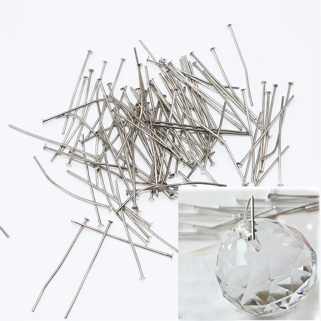 Waltz&F Nickel Color Straight Needles Pins 30mm | Durable Jewelry & Craft Pins - view 2