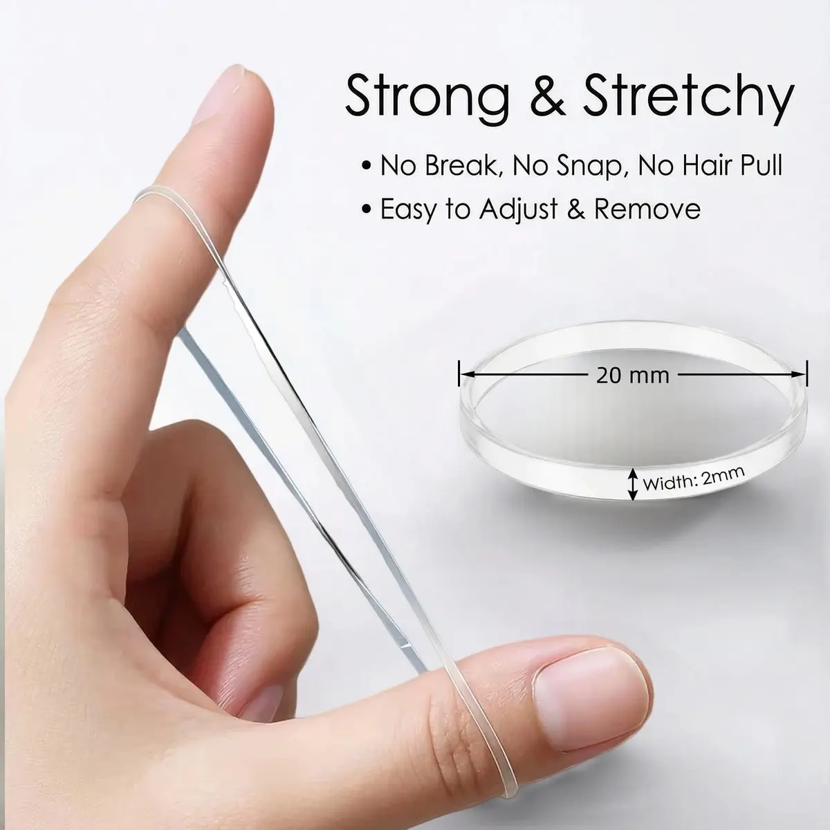 EAONE Clear Elastic Hair Rubber Bands, 1500pcs | No Damage Tiny Hair Ties for Women Girls, 20mm Diameter - view 2
