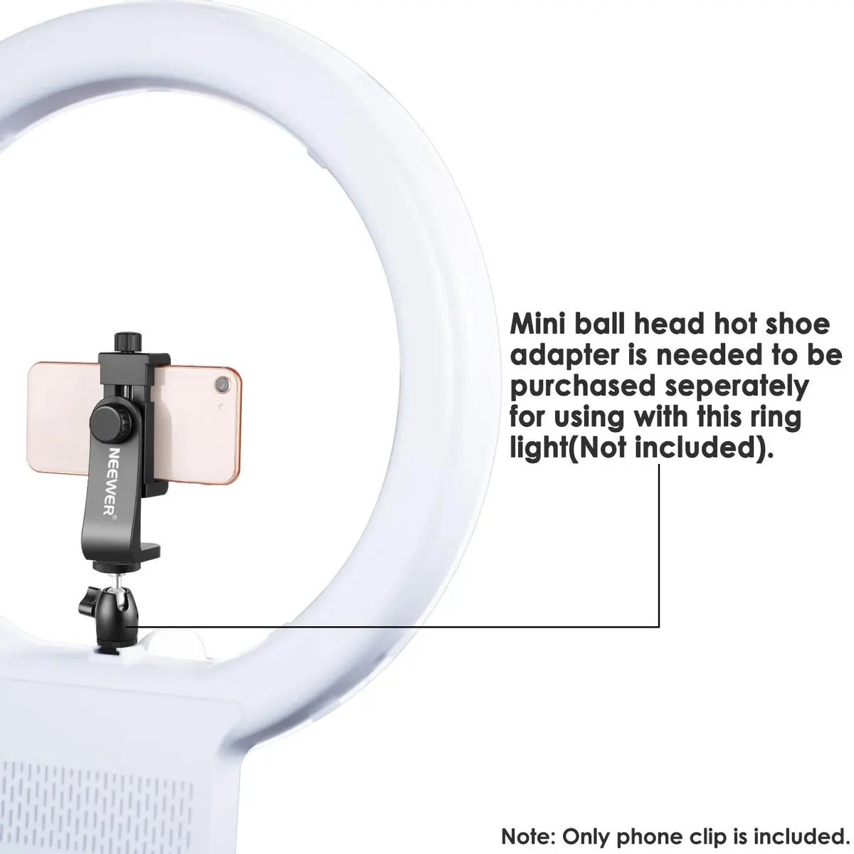 NEEWER Smartphone Holder Phone Tripod Mount Compatible with iPhone Android | 360° Rotation & Detachable Clip - view 5