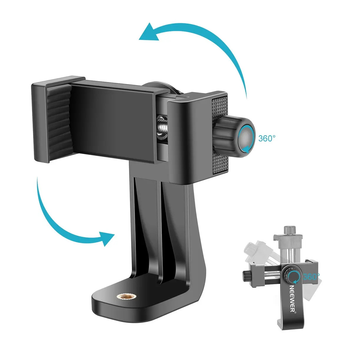 NEEWER Smartphone Holder Phone Tripod Mount Compatible with iPhone Android | 360° Rotation & Detachable Clip - view 6