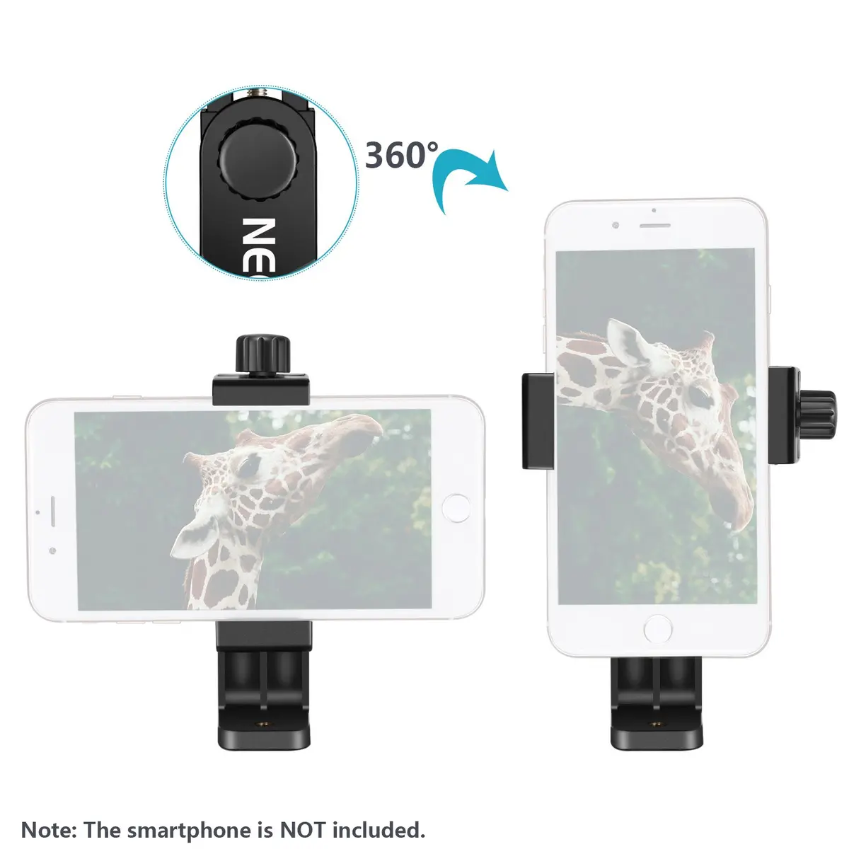 NEEWER Smartphone Holder Phone Tripod Mount Compatible with iPhone Android | 360° Rotation & Detachable Clip - view 7