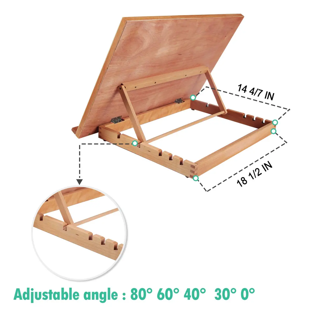Falling in Art Large 5-Position Wood Drafting Table Easel Drawing &Sketching Board | Adjustable Angles for Artists (70-120 chars) - view 2